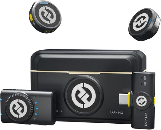 Hollyland Lark M2 Wireless Microphone for iPhone/Camera/Android/PC, 48kHz/24-bit High Fidelity Audio, 300m Range, Noise Cancelling, 40h Use, YouTube, Vlog, Streaming (Black, with Camera RX + USB-C RX)
