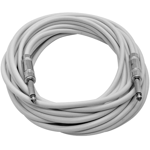 Seismic Audio - SASTSX-25White-6PK - 6 Pack of 25 Foot White 1/4 Inch TS Patch Cables - 25' Professional Audio Unbalanced 1/4" Patch Cords