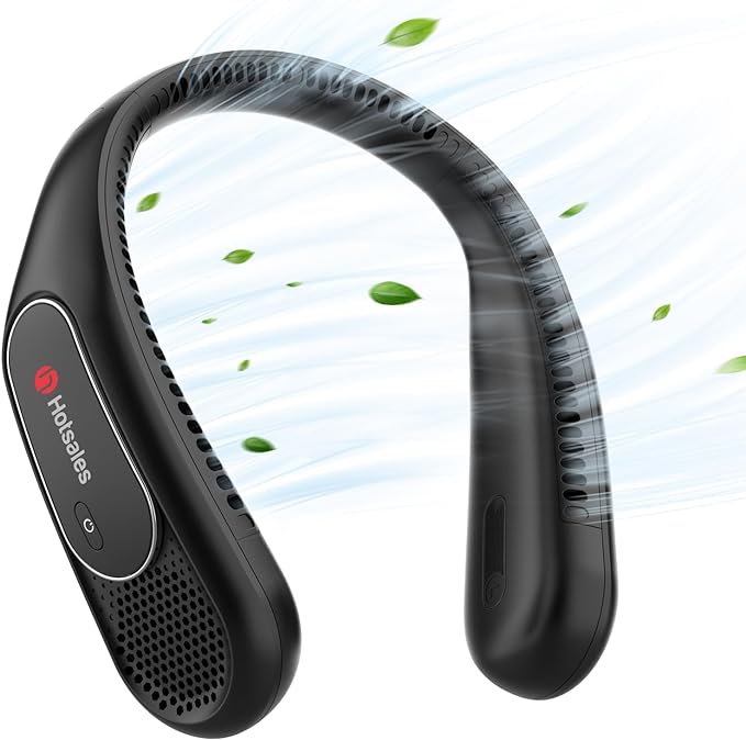 Hotsales Neck Fan, Hands Free Bladeless Neck Fans Portable Rechargeable, 6000 mAh Battery Operated Wearable Personal Fan, Cooling Neck Fan, 3 Speeds, USB Fan Gifts for Men, Women, Travel, Outdoor