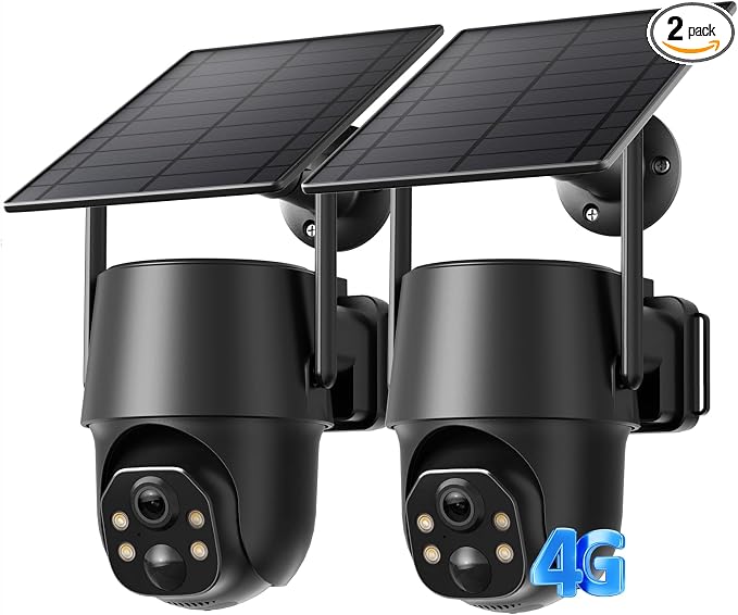 SEHMUA No WiFi Security Camera, 4G LTE Cellular Security Cameras Outdoor Wireless, Built-in SIM Card, Solar Powered, 2K Color Night Vision, 360°View, Instant APP Alerts, IP65