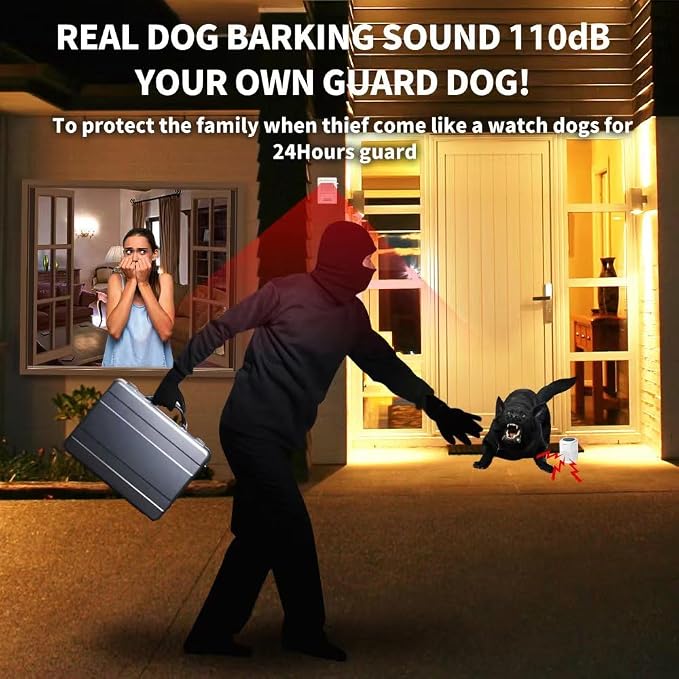 Barking Dog Alarm Motion Detector,Pir Human Body Sensor Alarm Electronic Burglar Deterrent Loud Siren,with Remote & USB,Say Goodbye to Unwanted Intruders