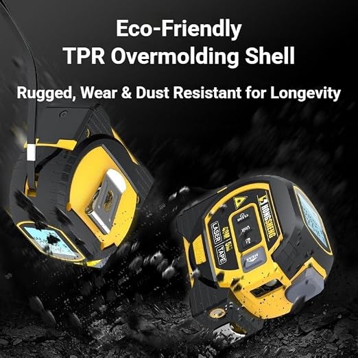 5m/16ft Digital Laser Tape Measure, WTWD 100m/328ft Laser Distance Measure with Cross-Line Laser Level, Area/Volume Calculator, Battery Powered, Voice Output, Backlit LCD, ft/in/m for Construction
