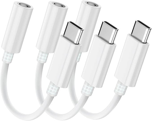 Seulliya USB C to 3.5mm Headphone Jack Adapter for iPhone 17/16/15 Pro/Max, Hi-Res Audio DAC Dongle, 3.5mm Aux Cord Converter for Samsung Galaxy, iPad, Car, USB-C Devices 3Pack