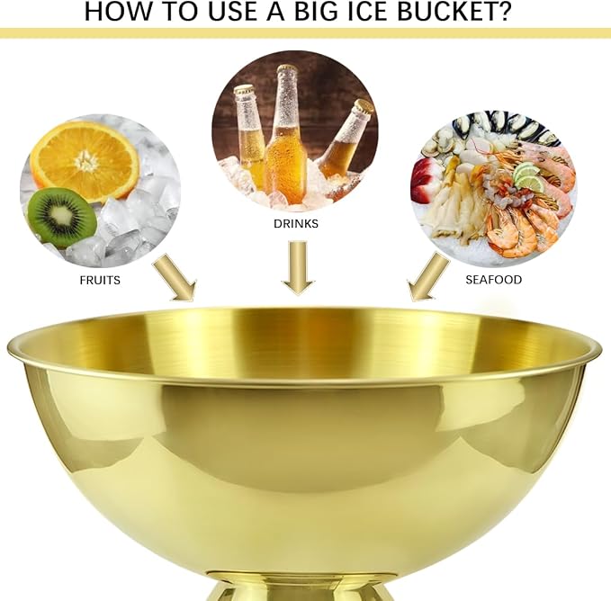 12L Stainless Steel Ice Bucket - Insulated Cooler for Parties Cocktails Wine and Champagne - Perfect for Home Restaurant Hotel Catering Party Bar