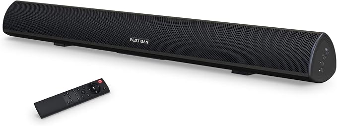 BESTISAN 80 Watt Soundbar, Sound Bars for TV of Home Theater System (Bluetooth 5.0, 34 inch, DSP, Strong Bass, Wireless Wired Connections, Bass Adjustable, Wall Mountable)