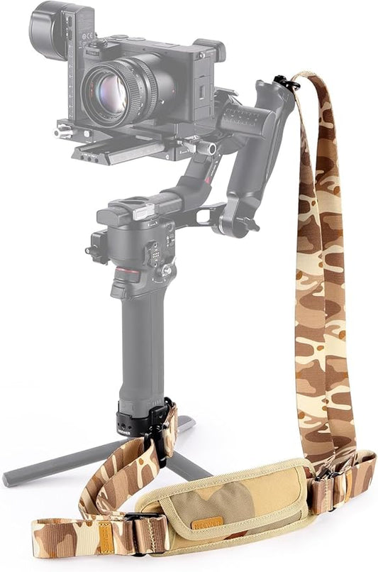 NEEWER RS4 RS3 Gimbal Shoulder Strap, Weight Reducing Padded Adjustable Strap with Baseplate Quick Release QD Buckle Compatible with DJI RS4 RS4 Pro RS3 RS3 Pro RS2 Sling Handle, Camouflage, GA018