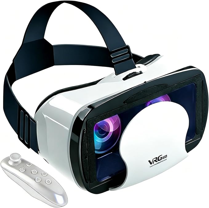 Virtual Reality Headset for Phone with Controller, 3D VR Glasses Adjustable VR Virtual Reality Goggles, Compatible 5.0-7.0 inch for iPhone & Android, for Movies Games（Black）