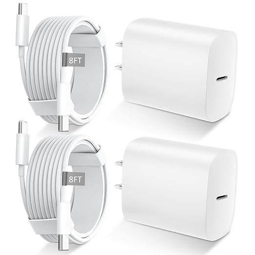 Phone 17 16 15 Charger Fast Charging Type C Chargers USB C Fast Charger Block & Phones 17 Charger Cord 8FT Long USB C Charging Cable for i.Phone 17/17 Pro/17 Pro Max/Air/Phone 16 15 Pro Max,White