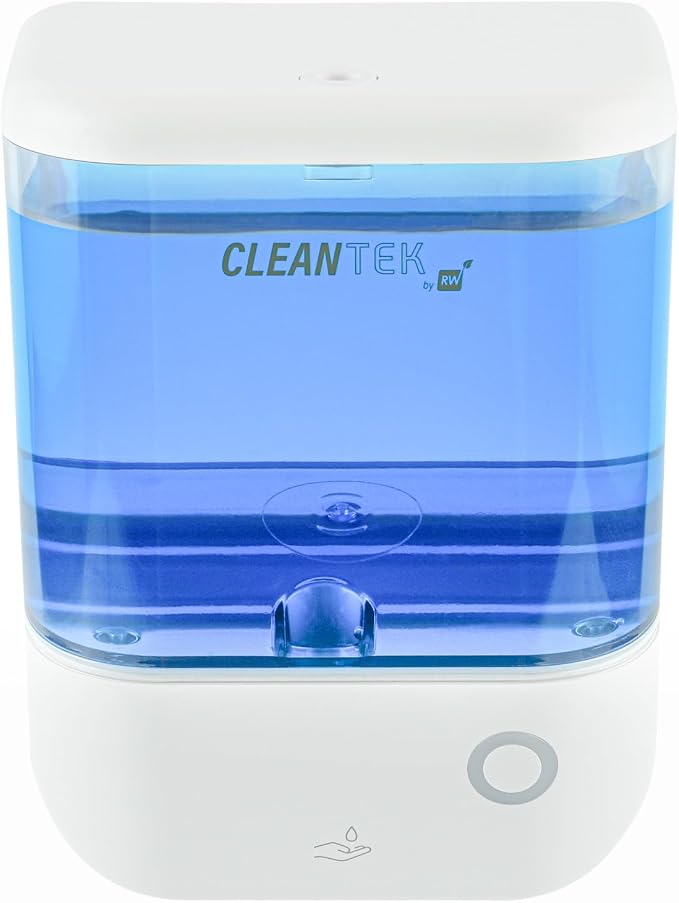 Restaurantware-Clean Tek Professional 34 Ounce Automated Soap Dispenser, 1 Touchless Wall-Mountable Soap Dispenser - Security Key, Arctic Blue Plastic Soap Dispenser, Transparent, for Liquid Soap