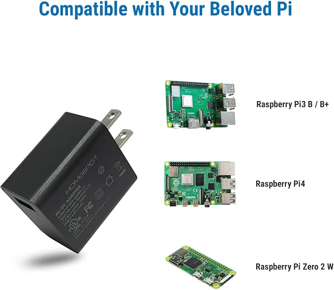UL-Listed Power Supply 5V3A with Switch 2.5A 2A 1.5A 1A Fast Charge AC Adapter w/ 1.5m Extra Long On Off Power Switch Micro USB Cable for Raspberry Pi 3 Model B/B+