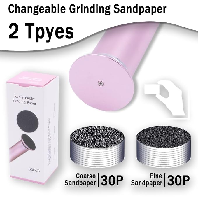 Dr.Pedi Electric Callus Remover for Feet Speed Adjustable Electric Foot File with 60pcs Replacement Sandpaper Discs Pro Pedicure Foot Filer Dead Dry Hard Skin Calluses Foot Grinder Pink