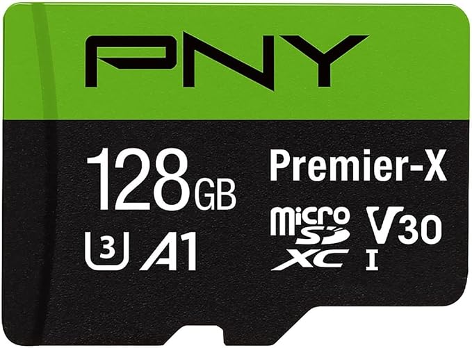 PNY 128GB Premier-X Class 10 U3 V30 microSDXC Flash Memory Card - 100MB/s, Class 10, U3, V30, A1, 4K UHD, Full HD, UHS-I, Micro SD
