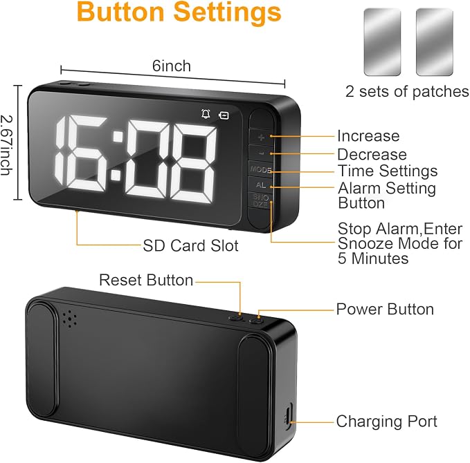 Magnetic Hidden Camera Clock - WiFi Wireless 4K HD Nanny Cam with Wide-Angle 150°, Clear Night Vision & Smart Motion Detection, Indoor Hidden Camera for Home Security, Office, Pet, App Remote Control