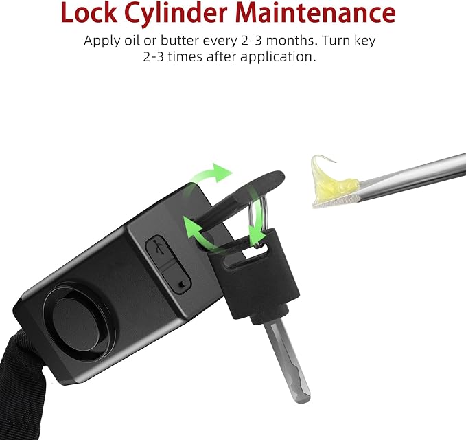 BANGTING 4FT Smart Alarm Bike Lock - 110dB Remote-Controlled Siren & 8mm Anti-Theft Chain with Key for Bicycle, E-Bike, Scooter, Motorcycle (Black)