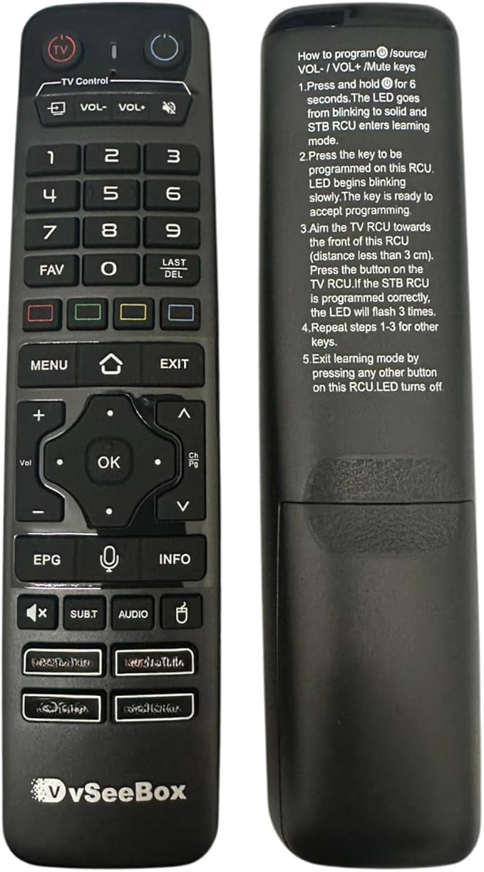 Replacement Voice Remote for VSeeBox V6 Max with Backlit Keys