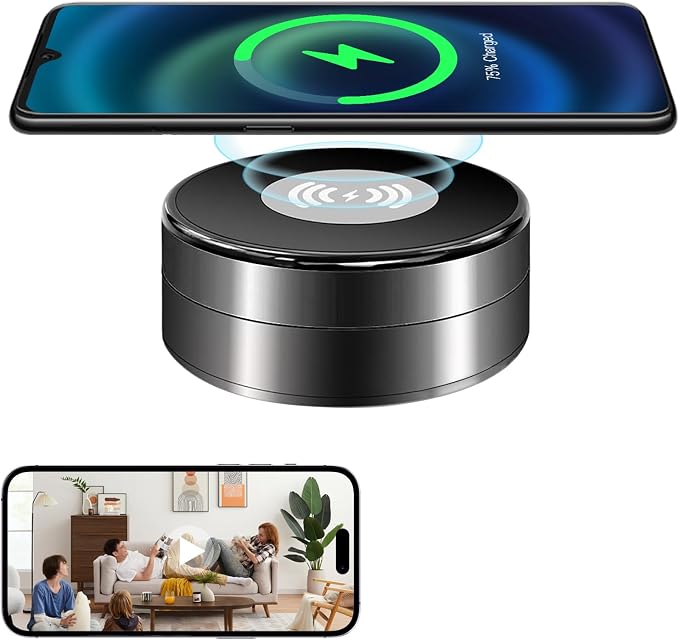Security Camera Wireless Charging — 1080P HD Surveillance, 250° Wide-Angle Lens, Motion Detection Support; Ideal for Home Security and Baby/Pet Monitoring (Supports Dual-Band 2.4/5GHz)