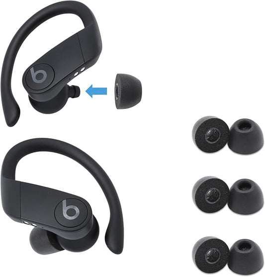 Comply Memory Foam Replacement Earbud Tips for Beats Powerbeats Pro, Beats Flex, Beats X, Powerbeats 1, 2, 3| Ultimate Comfort, Secure Fit, Superior Noise Isolation | Black, Small (3 Pairs)