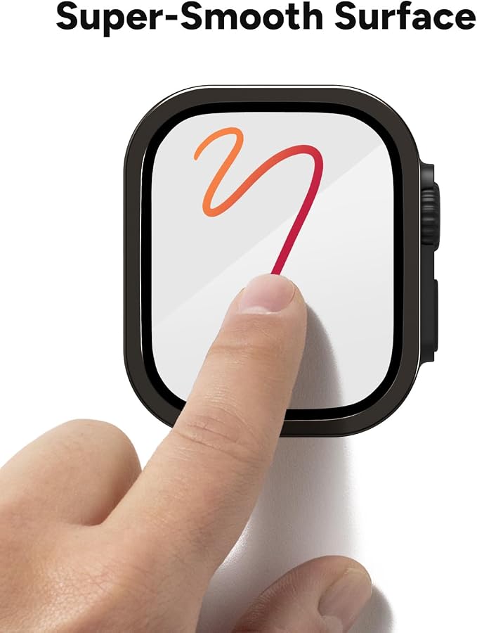 ZAGG XTR4 Glass Screen Protector for Apple Watch Ultra 3/2/ 1, Watch Size: 49mm - Fortified with Graphene, Blue Light Filter, Aluminum Frame, Black
