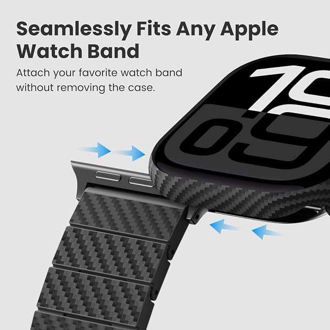 PITAKA Apple Watch Series 11/10 Case, Exquisite Minimalist Slim Apple Watch Series 11/10 46mm Case, Aramid Fiber Woven, Black/Grey (Twill)