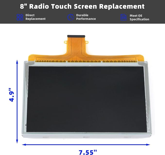 DJ080PA-01A 8" 55 Pin LCD Monitor Touch Screen Navigation Radio Compatible with Chevy Silverado Suburban Tahoe & GMC Yukon Sierra 2015-2018 Digitizer Replacement