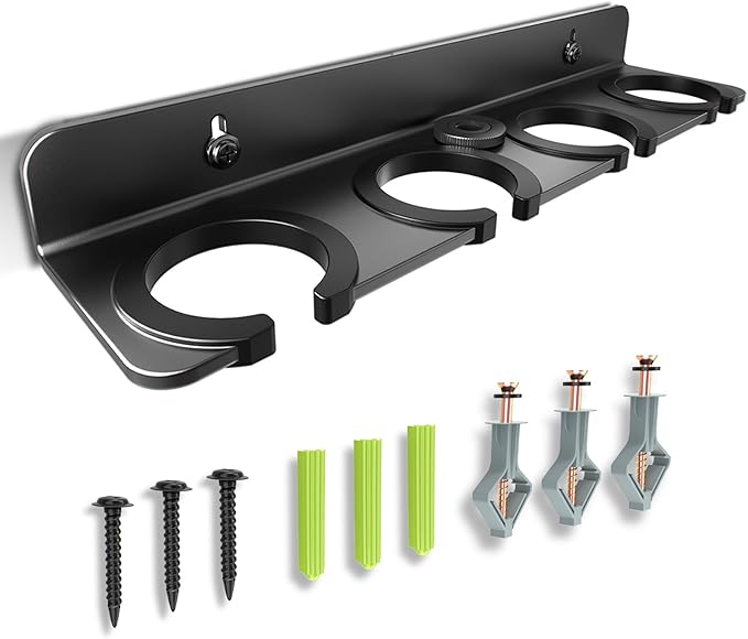 Multi Microphone Holder for Wired and Wireless Mics, Hold Up to 4 Mics, Multiple Mic Organizer Storage for Mic Stand, Rubber Padding/Wall Mounted or Mounted to 5/8"-27 or 3/8"-16 threaded Stands