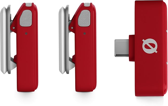 RØDE Wireless Micro - Compact Wireless Microphone, Two Mics with Charge Case for Smartphone Content Creation - USB-C, Red