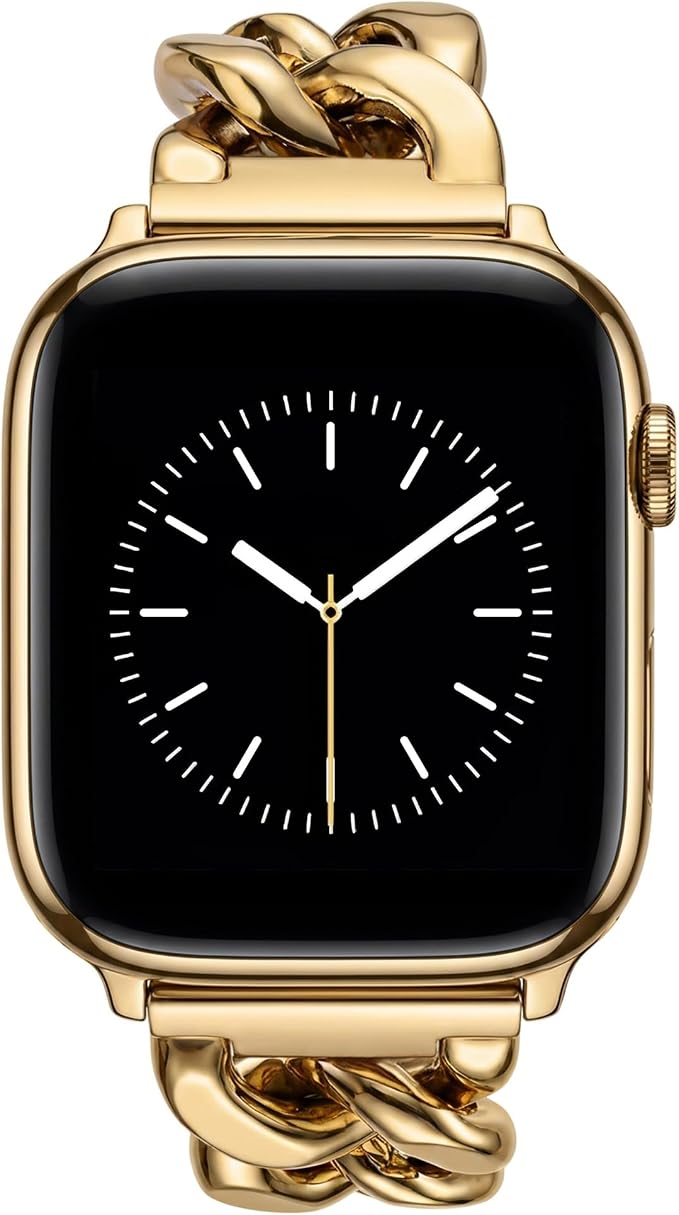 V.R.HOPE Gold Apple Watch Bands for Women, Designer Cowgirl Chain Bracelet Strap Compatible with Apple Watch 46mm/49mm/45mm/44mm/42mm, Dressy Stainless Steel Metal Band for iWatch Series11 10 9 8 7 6 5 4 SE3 Ultra3(Gold)