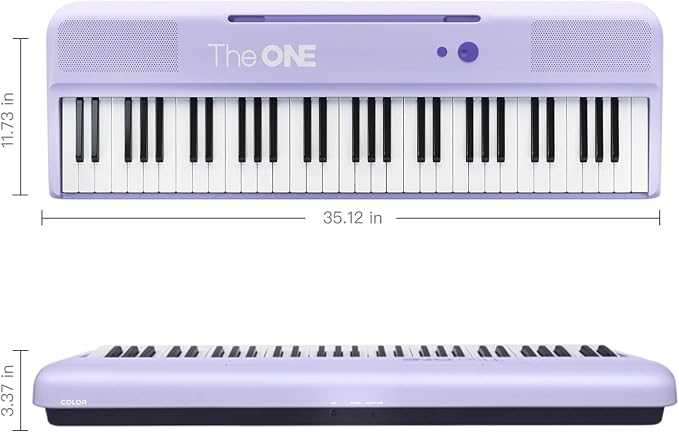 The ONE Smart Keyboard COLOR 61 Lighted Keys Piano Keyboard, Electric Piano for Beginners with 256 Tones, 64 Polyphony, Built-in LED Lights & Apps, Supports USB MIDI/Headphones (Purple)