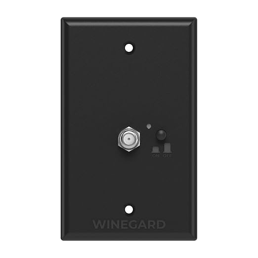 Winegard RV-8032 Wall Plate Power Supply – Black – RV Antenna Power & 2-TV Splitter with Cable Input