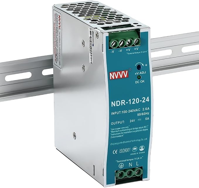24Vdc 5Amp DIN-Rail Power Supply NDR 120W, Input:100-240VAC,Output:24VDC,Power Supply Switch Switching Converter DC