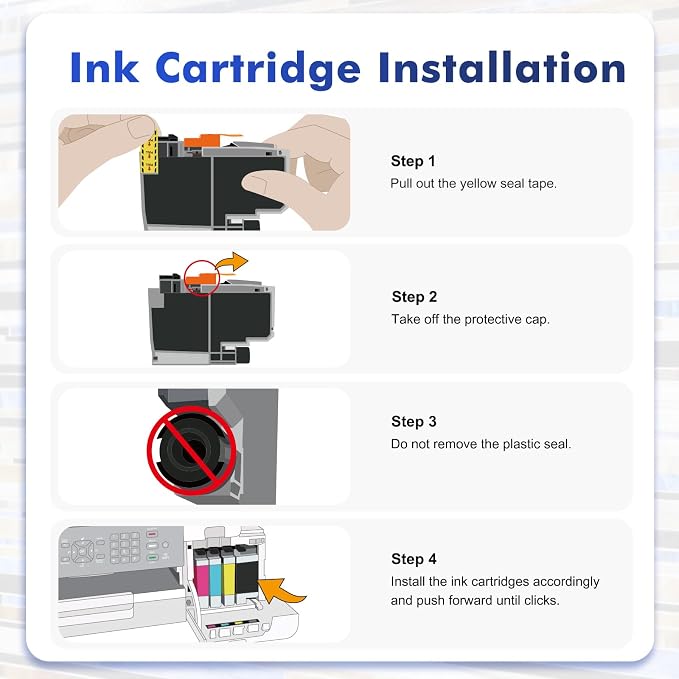 LC406 LC406XL Ink Cartridges for Brother Printer for Brother LC406 Ink Cartridges MFC-J4335DW MFC-J5855DW MFC-J6555DW MFC-J4535DW MFC-J6955DW (5Pack -2Black Cyan Magenta Yellow)