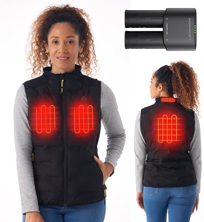 InoKraft Heated Vest Women, Lightweight Quilted Vest with Rechargable Battery Pack & USB-C Cable, Christmas Gifts for Women
