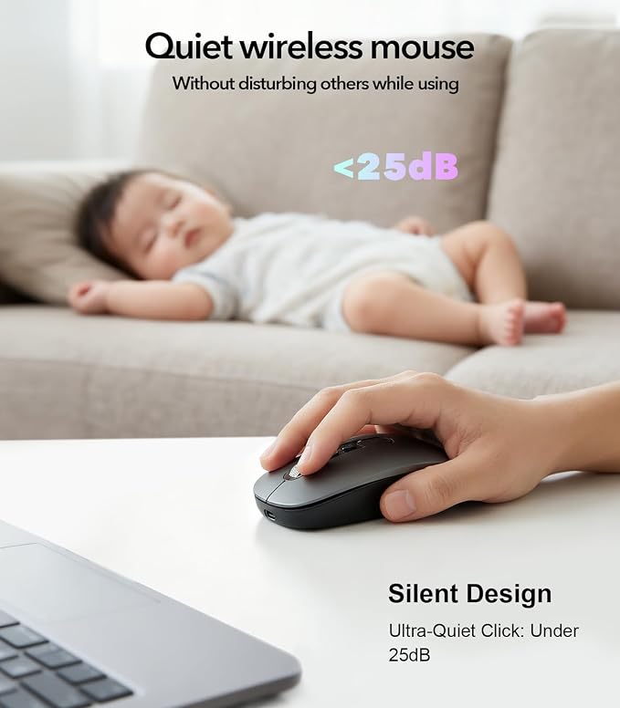 AI Wireless Mouse with Voice-to-Text & 200+ Language Translator, Bluetooth 5.0 Wireless Silent Mouse for MacBook/PC/Laptop,USB-C Rechargeable, Smart AI Writing for Office & Meetings