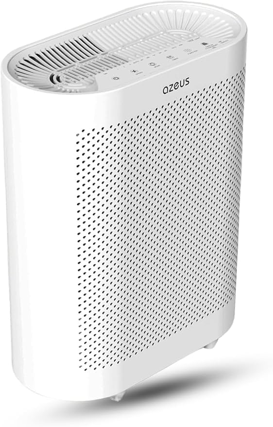 Azeus FS32 True HEPA Air Purifier for Large Rooms, White, High CADR 400m³/h, Smoke Dust Pet Dander Removal, Auto Mode with Air Quality Senso