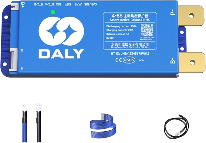 DALY Smart Active Balance BMS 150A 12V-24V 4S-8S Built-in Bluetooth with RS485 CAN PCB Battery Protection Board for Li-ion LifePO4 LTO Battery Pack