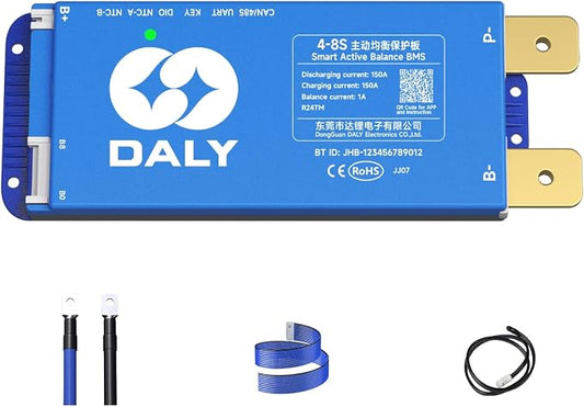 DALY Smart Active Balance BMS 150A 12V-24V 4S-8S Built-in Bluetooth with RS485 CAN PCB Battery Protection Board for Li-ion LifePO4 LTO Battery Pack