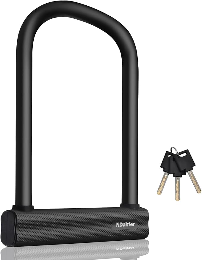 NDakter Large Bike Locks Heavy Duty Anti Theft, 18mm Thick, Motorcycle Wheel Lock with 3 Keys, for Ebike, Escooter, Fat-Tire and Dirt-Bike