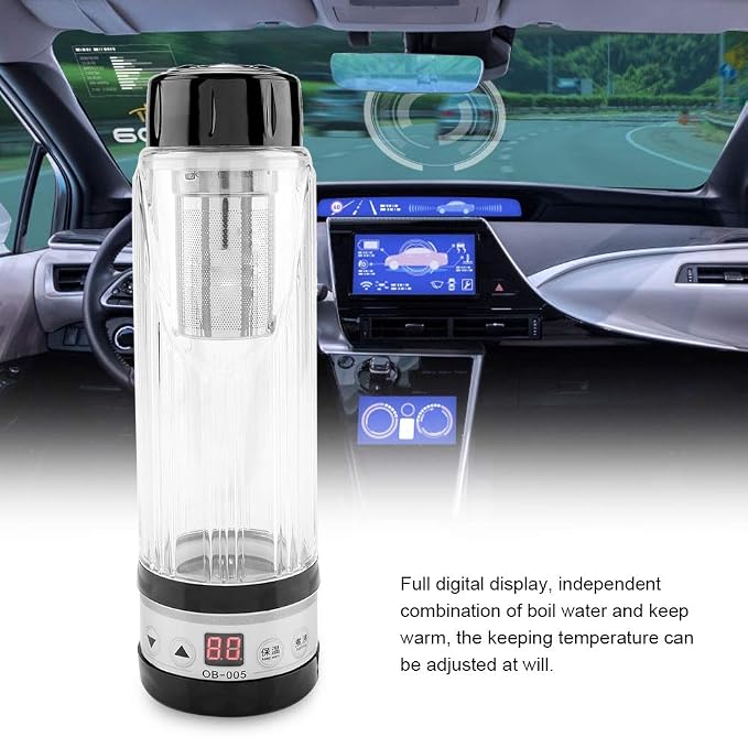 Xinwoer420ml Car EleCup Holder,12V / 24V 95W Car Electric Kettle Travel Tea Mug Water Heating Cup Bottle Holder(Black)
