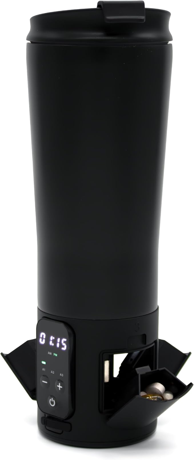 e-Pill Smart 12.5 oz Stainless Steel Tumbler Water Bottle Pill Organizer and Medicine Reminder