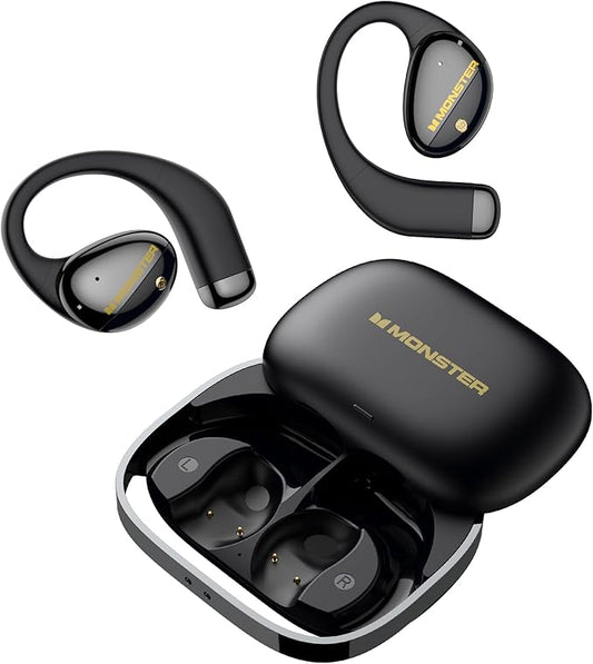 Monster Open Ear AC520 Headphones, Bluetooth 6.0 Wireless Earbuds with HiFi Sound, Open Ear Earbuds with 24H Playtime, Unique Handbag Design, ENC Clear Call, IPX6 Resistance Wireless Headphones（Black）