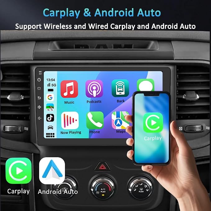 9" Android 15 Car Stereo for Dodge RAM 1500/2500/3500 2013-2018, Wireless CarPlay & Android Auto Touch Screen Radio, GPS Navigation, Bluetooth, Backup Camera, 2+32GB (Only Fit Manual AC)