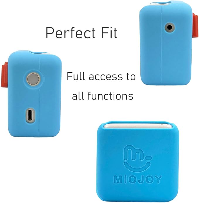Silicone Cover and Travel Case Compatible with Yoto Mini with Headphones, Hard Carrying Case with Shoulder Strap and Adventure Jacket Accessories Set for Yoto Mini, Sky Blue