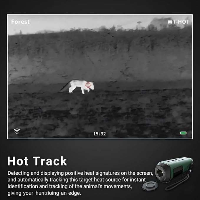High-Sensitivity Handheld Thermal Monocular,Thermal Night Vision Imaging Monocular with Heat Vision for Hunting, 8X Digital Zoom, Adjustable Palettes & Brightness, 15mm Focal Length 256x192
