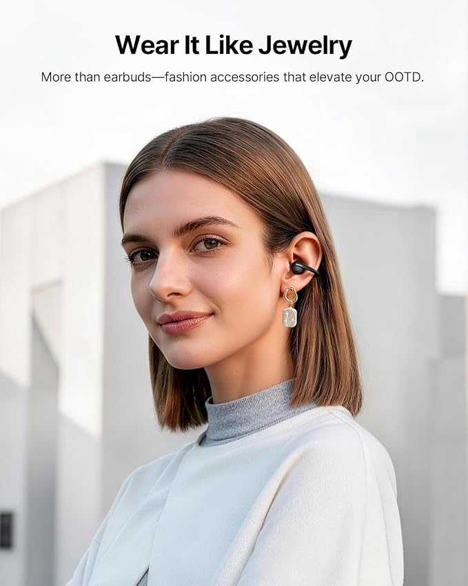 Baseus Bowie MC2 Air Open Ear Clip-on Earbuds, CloudComfort Air Cushions for Workout Running, 11mm Drivers Super Bass 2.0, IP67 Waterproof, 40H Playtime, Flexible Secure Fit Earbuds