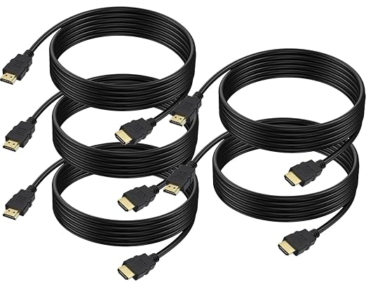 HDMI Cable 10 FT/3M 5-Pack, 4K HDMI 2.0 Cable 10 FT, Shielded HDMI Computer Monitor Cable for TV PS4 PS5 Xbox Computer Monitor and More-High Speed HDMI Cord Support HDCP 2.2, HDR, 3D, eARC, ARC