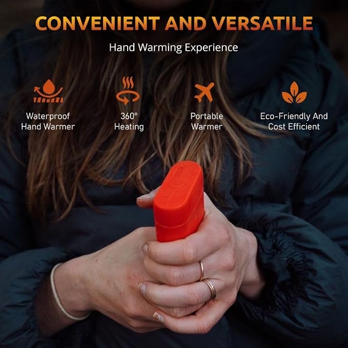 POWERPAW Rechargeable Hand Warmer Portable Electric Hand Heater 3 Heat Levels 5000mAh Battery USB-C Reusable Pocket Warmer for Cold Hands