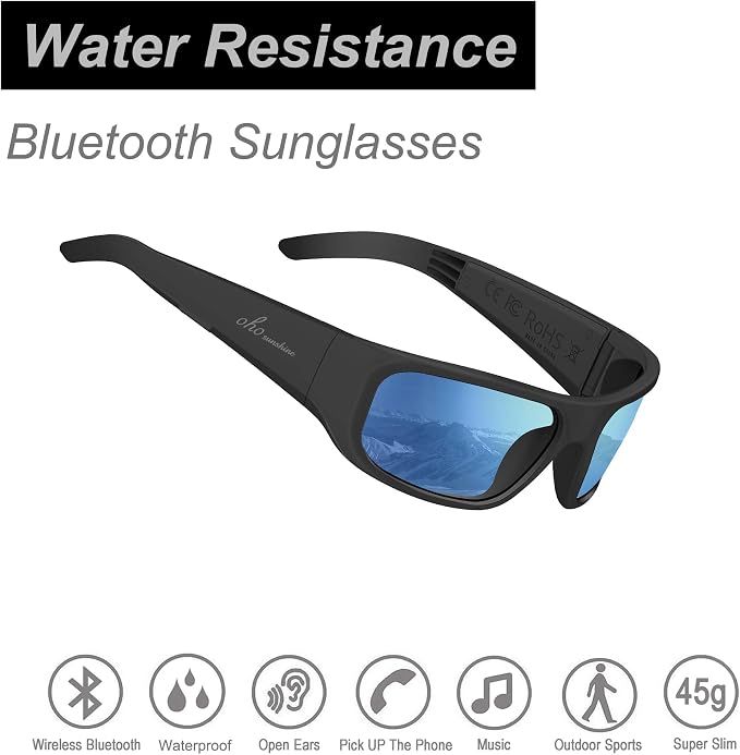 OhO sunshine Bluetooth Audio Sunglasses, Lightweight Open Ear Sport Glasses, 10H Playtime,Water Resistant with Voice Control