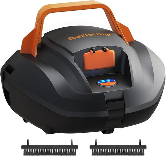 Planet Edge Pool Vacuum for Above Ground Pool, 120-Min Runtime, Powerful Dual-Motor, Adjustable Cleaning Path, Cordless Robotic Pool Cleaner for Flat Pools Up to 850 Sq.ft, Deep Grey