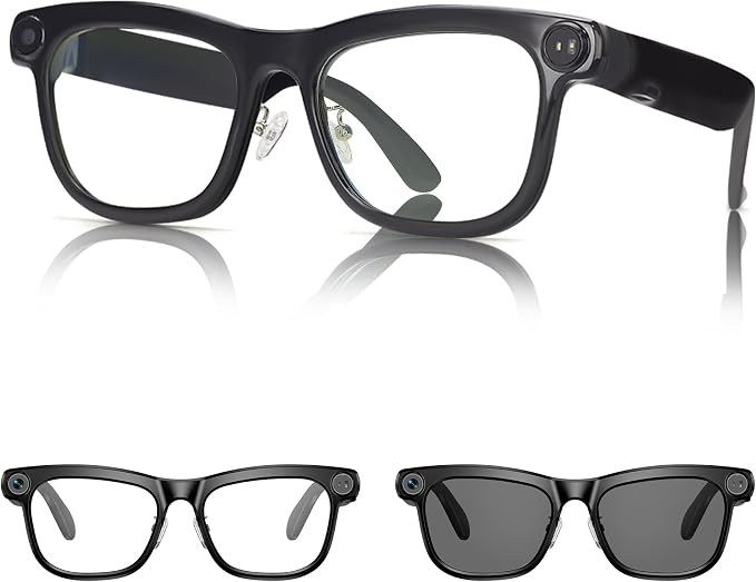 AI Smart Glasses with 13MP Camera & Real-Time Translation,4K HD Video Recording for Vlogging, Voice Assistant, Open-Ear Audio, Photochromic Lenses for Business and Travel.