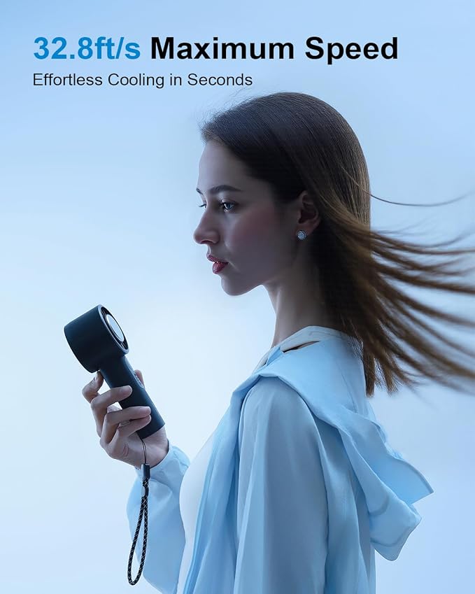 SOTHING Handheld Fan, with Cooling Compress, 1–100 Stepless Speeds, 18hrs Battery Life, Digital Display, 30dB Ultra-Quiet, USB-C Rechargeable, Portable Handheld Turbo Fan for Travel, Indoor & Outdoor